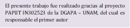 El presente trabajo fue realizado gracias al proyecto PAPIIT IN302523 de la DGAPA – UNAM, del cual es responsable el primer autor

